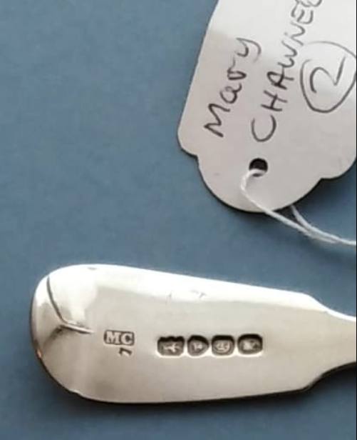 2. 1840 Mary Chawner Sterling Silver Fiddle Back Spoon